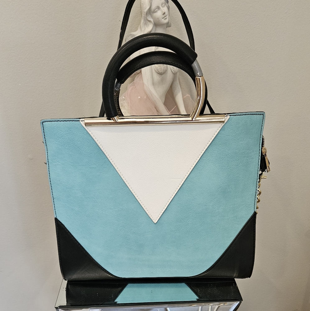 UNDER ONE SKY GEO COLORBLOCK SATCHEL